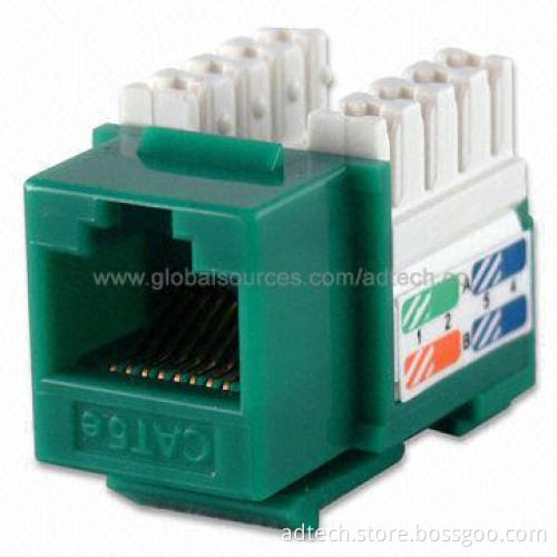 UL-approved UTP Cat5e RJ45 Keystone Jack in Green Color, Slim-type